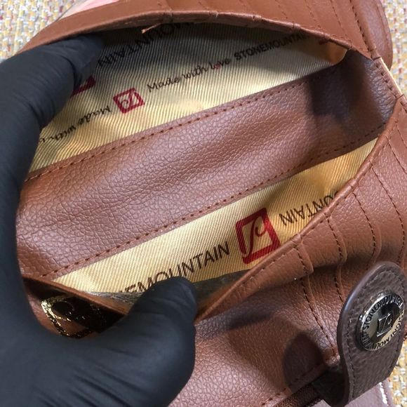 W STONE MOUNTAIN Brown Leather Check Book 20 Card Slips 4 Billfolds Long Wallet - Picture 16 of 17